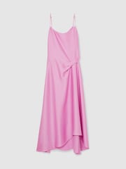 Reiss Pink Zoey Satin Drape-Detail Slip Dress - Image 2 of 7