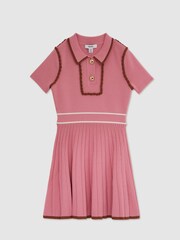 Reiss Pink Freeda 9-13 yrs Twist-Piped Knitted Dress - Image 2 of 6