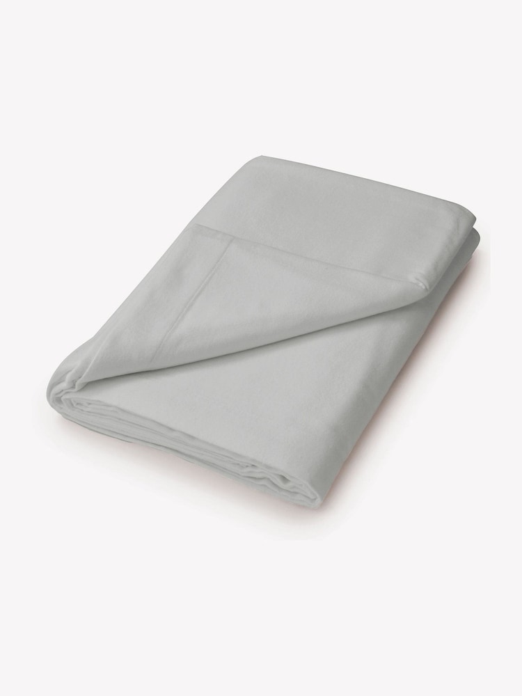 Helena Springfield Silver Brushed Plain 100% Cotton Dye Flat Bed Sheet - Image 2 of 2