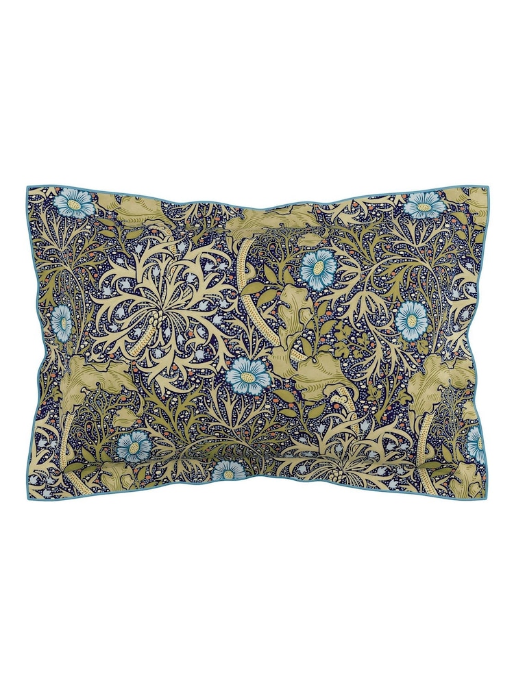 Morris & Co Cobalt Thyme Morris 100% Cotton Seaweed Duvet Cover and Pillowcase Set - Image 3 of 5