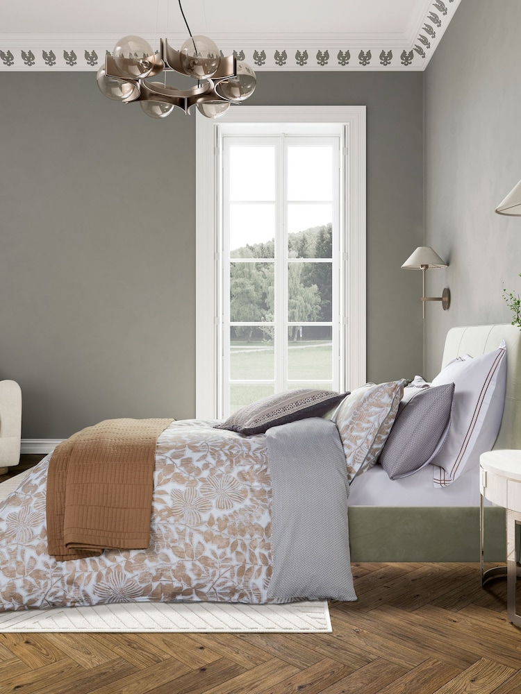 Bedeck of Belfast Charcoal  Tan Zenda 100% Cotton Square Pillowcase Pair - Image 1 of 4