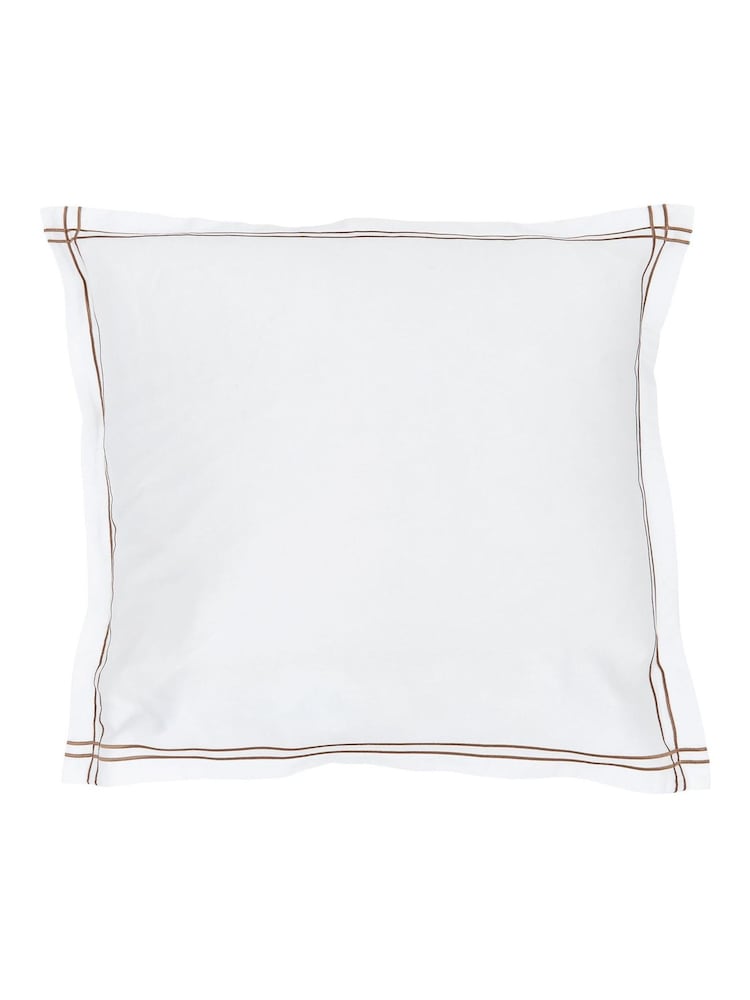Bedeck of Belfast Charcoal  Tan Zenda 100% Cotton Square Pillowcase Pair - Image 2 of 4