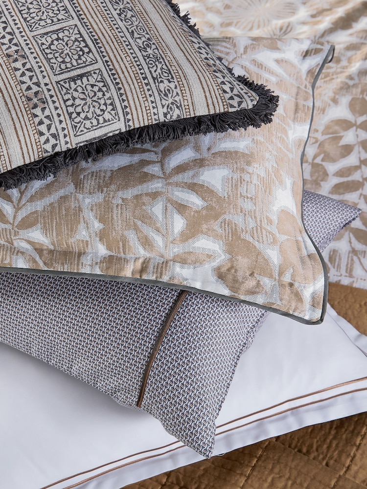 Bedeck of Belfast Charcoal  Tan Zenda 100% Cotton Square Pillowcase Pair - Image 4 of 4