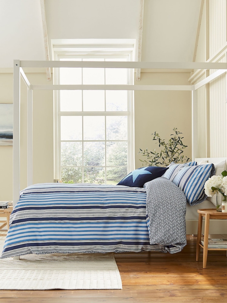 Helena Springfield Cobalt Blue Navy Beach House Stripe Duvet Cover and Pillowcase Set - Image 1 of 5 Helena Springfield Cobalt Blue Navy Beach House Stripe Duvet Cover and Pillowcase Set - Image 1 of 5