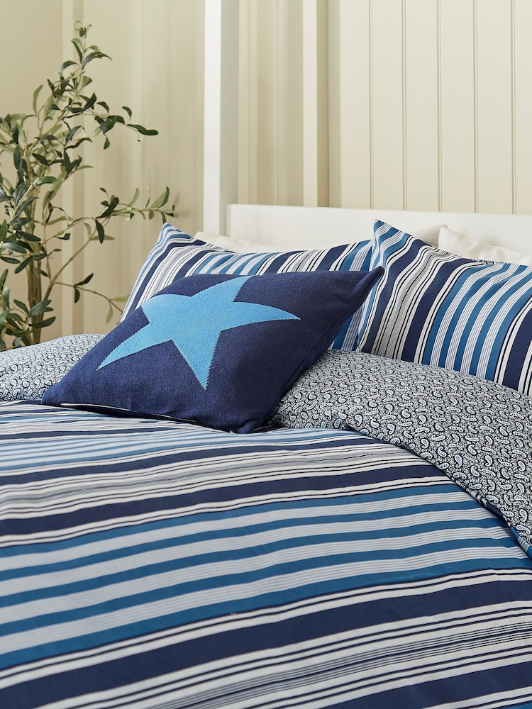 Helena Springfield Cobalt Blue Navy Beach House Stripe Duvet Cover and Pillowcase Set - Image 2 of 5 Helena Springfield Cobalt Blue Navy Beach House Stripe Duvet Cover and Pillowcase Set - Image 2 of 5