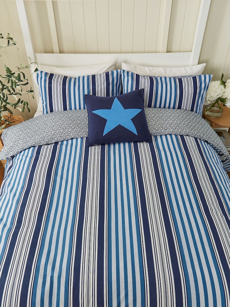 Helena Springfield Cobalt Blue Navy Beach House Stripe Duvet Cover and Pillowcase Set - Image 5 of 5 Helena Springfield Cobalt Blue Navy Beach House Stripe Duvet Cover and Pillowcase Set - Image 5 of 5