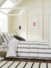 Helena Springfield Grey Linen Coopers 100% Cotton Stripe Duvet Cover and Pillowcase Set - Image 1 of 5