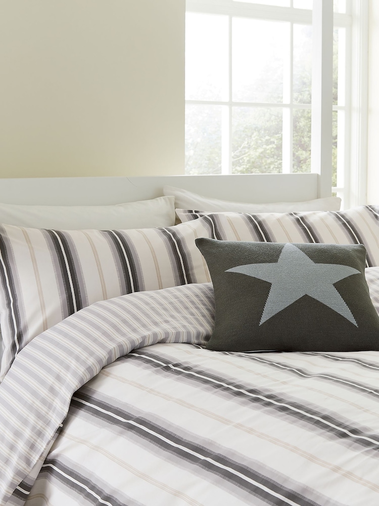 Helena Springfield Grey Linen Coopers 100% Cotton Stripe Duvet Cover and Pillowcase Set - Image 2 of 5