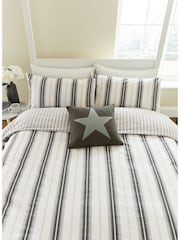 Helena Springfield Grey Linen Coopers 100% Cotton Stripe Duvet Cover and Pillowcase Set - Image 3 of 5