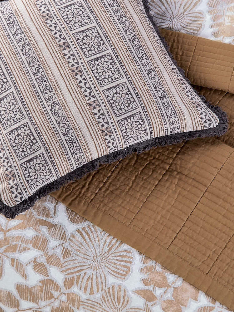 Bedeck of Belfast Charcoal Tan Zenda 100% Cotton Cushion - Image 3 of 4