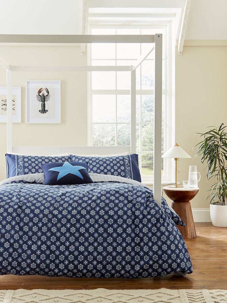 Helena Springfield Cobalt Blue Navy Tobay Cobalt Duvet Cover and Pillowcase Set - Image 1 of 5 Helena Springfield Cobalt Blue Navy Tobay Cobalt Duvet Cover and Pillowcase Set - Image 1 of 5