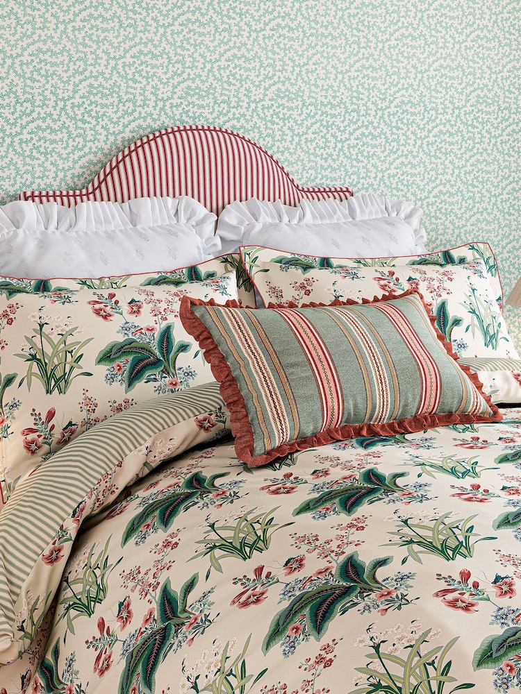 Sanderson White Pinery Embroidered Square Pillowcase Pair - Image 1 of 4