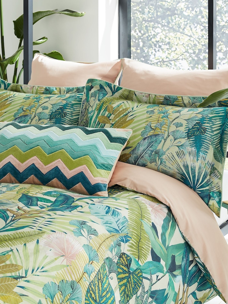 Harlequin Fig Leaf Coral Floreana 100% Cotton Duvet Cover and Pillowcase Set - Image 2 of 6 Harlequin Fig Leaf Coral Floreana 100% Cotton Duvet Cover and Pillowcase Set - Image 2 of 6