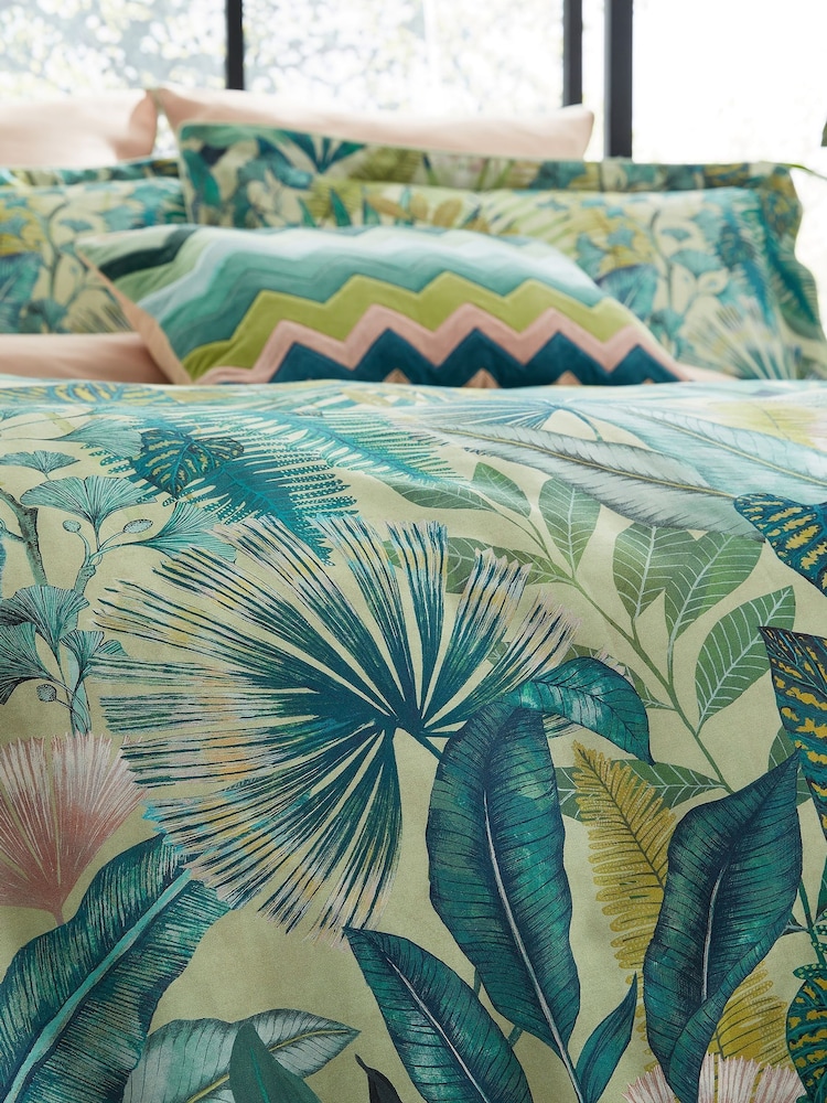 Harlequin Fig Leaf Coral Floreana 100% Cotton Duvet Cover and Pillowcase Set - Image 6 of 6 Harlequin Fig Leaf Coral Floreana 100% Cotton Duvet Cover and Pillowcase Set - Image 6 of 6