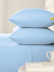 Helena Springfield Chambray Blue Brushed Plain 100% Cotton Dye Flat Bed Sheet - Image 2 of 2