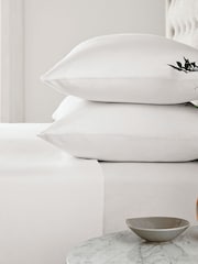 Helena Springfield White Brushed Plain 100% Cotton Dye Flat Bed Sheet - Image 1 of 2