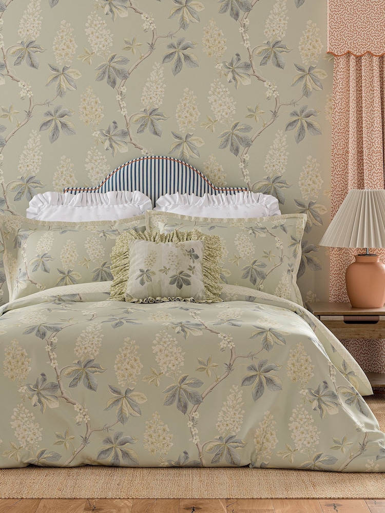Sanderson Grey Blue Sage Chestnut Tree Duvet Cover and Pillowcase Set - Image 1 of 4