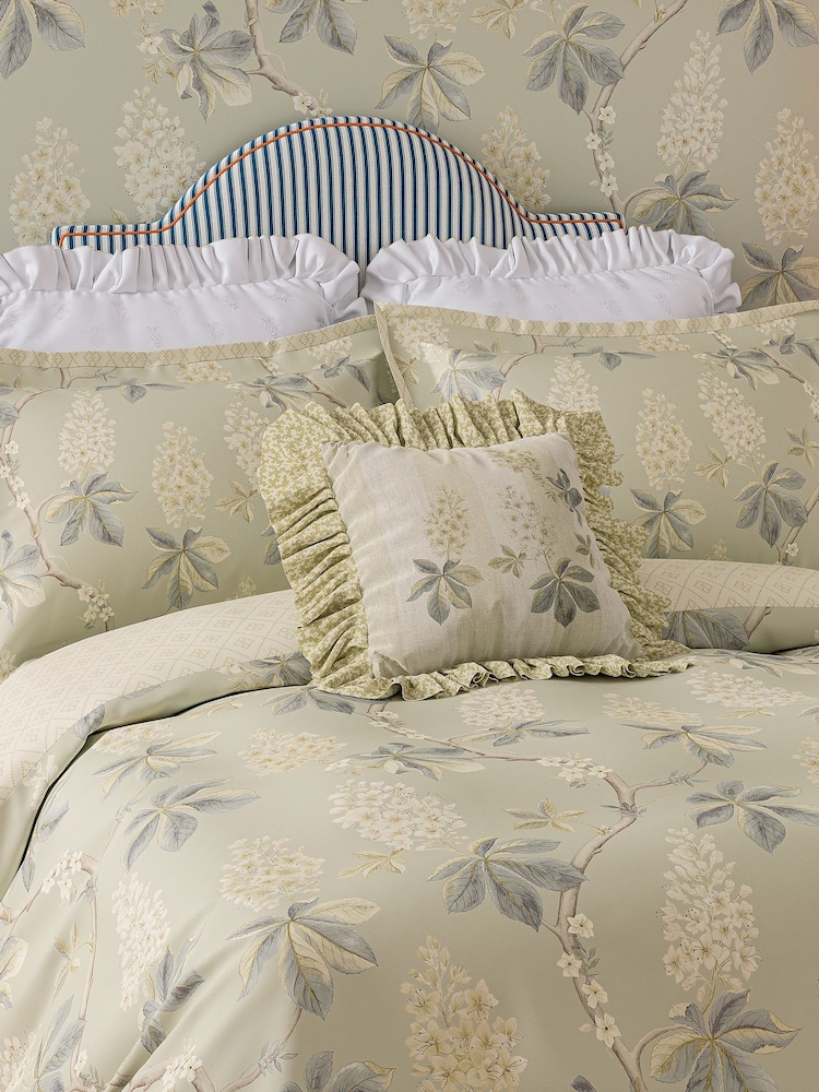 Sanderson Grey Blue Sage Chestnut Tree Duvet Cover and Pillowcase Set - Image 2 of 4
