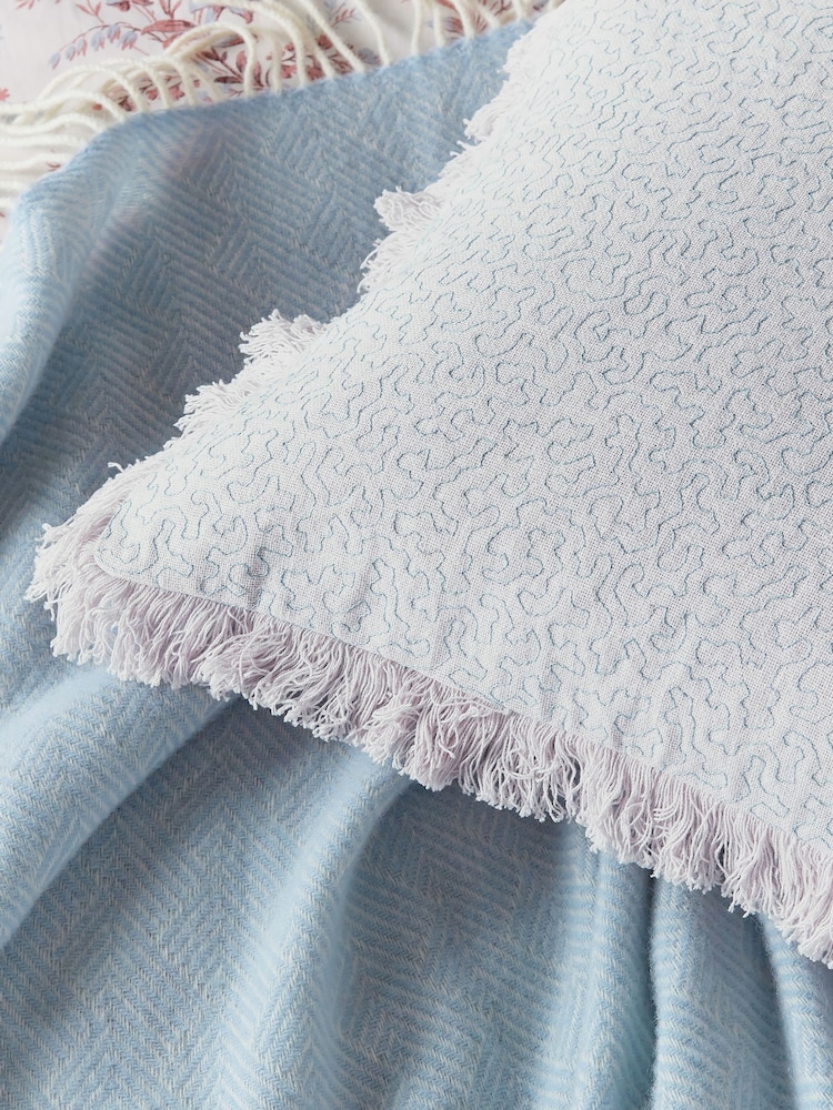Bedeck of Belfast Pink Soft Blue Rosanna 100% Cotton Cushion - Image 3 of 4