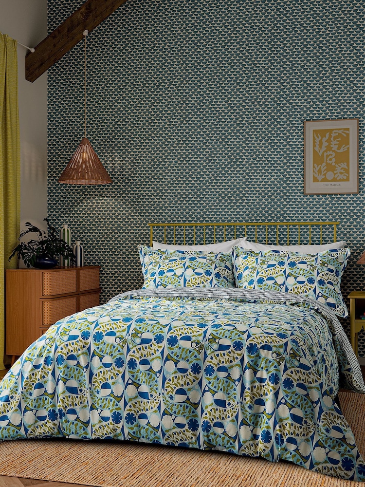Scion Indigo Twist & Turn 100% Cotton Duvet Cover and Pillowcase Set - Image 1 of 6