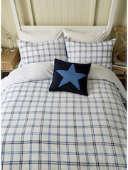 Helena Springfield Cobalt Blue  Navy Hunters 100% Cotton Check Duvet Cover and Pillowcase Set - Image 4 of 5