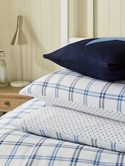 Helena Springfield Cobalt Blue  Navy Hunters 100% Cotton Check Duvet Cover and Pillowcase Set - Image 5 of 5