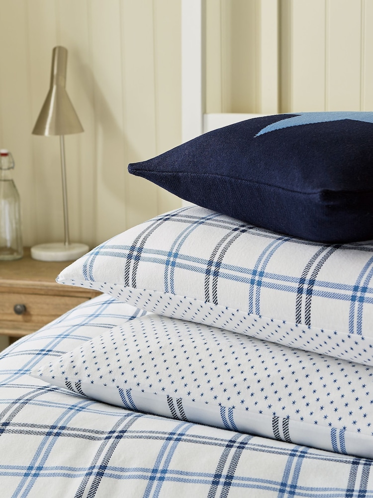 Helena Springfield Cobalt Blue  Navy Hunters 100% Cotton Check Duvet Cover and Pillowcase Set - Image 5 of 5