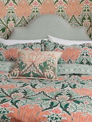 Morris & Co Peach Teal Helena Duvet Cover and Pillowcase Set - Image 2 of 5