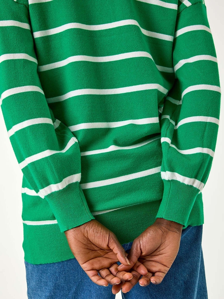 Roman Green Stripe Print Knitted Jumper - Image 5 of 5