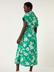 Roman Green Floral Cotton Poplin Shirt 100% Cotton Dress - Image 2 of 5