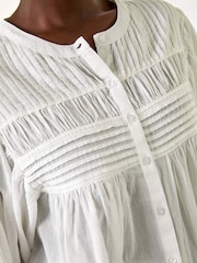 Roman White Pleat Detail Button Through 100% Cotton Blouse - Image 5 of 5
