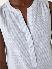 Roman Blue Stripe V-Neck 100% Cotton Vest Top - Image 5 of 5