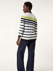 Roman White Stripe Print Colour Knit Jumper - Image 3 of 5