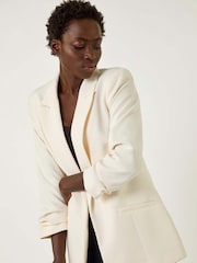 Roman White Tailored Ruched Sleeve Stretch Jacket - Image 1 of 5