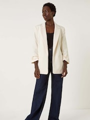 Roman White Tailored Ruched Sleeve Stretch Jacket - Image 2 of 5