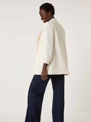 Roman White Tailored Ruched Sleeve Stretch Jacket - Image 3 of 5