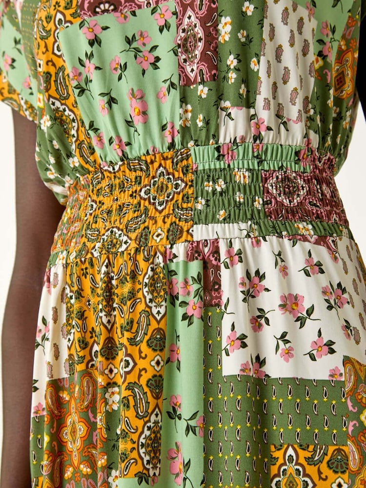 Roman Green Patchwork Shirred Maxi Dress - Image 5 of 5