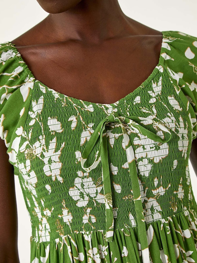 Roman Green Floral Print Tiered Maxi Dress - Image 5 of 5