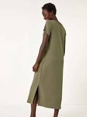 Roman Green Ribbed Stretch Midi Dress - Image 3 of 5