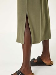 Roman Green Ribbed Stretch Midi Dress - Image 5 of 5