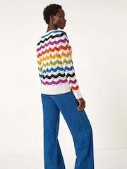 Roman Black Striped Wave Knit Jumper - Image 3 of 5