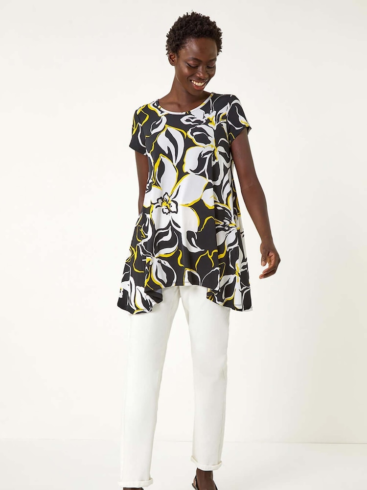 Roman Textured Floral Hanky Hem Top - Imagen 2 de 5 Roman Textured Floral Hanky Hem Top - Imagen 2 de 5