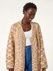 Roman Yellow Purl Longline Knit Cardigan - Image 1 of 5