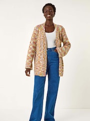 Roman Yellow Purl Longline Knit Cardigan - Image 2 of 5