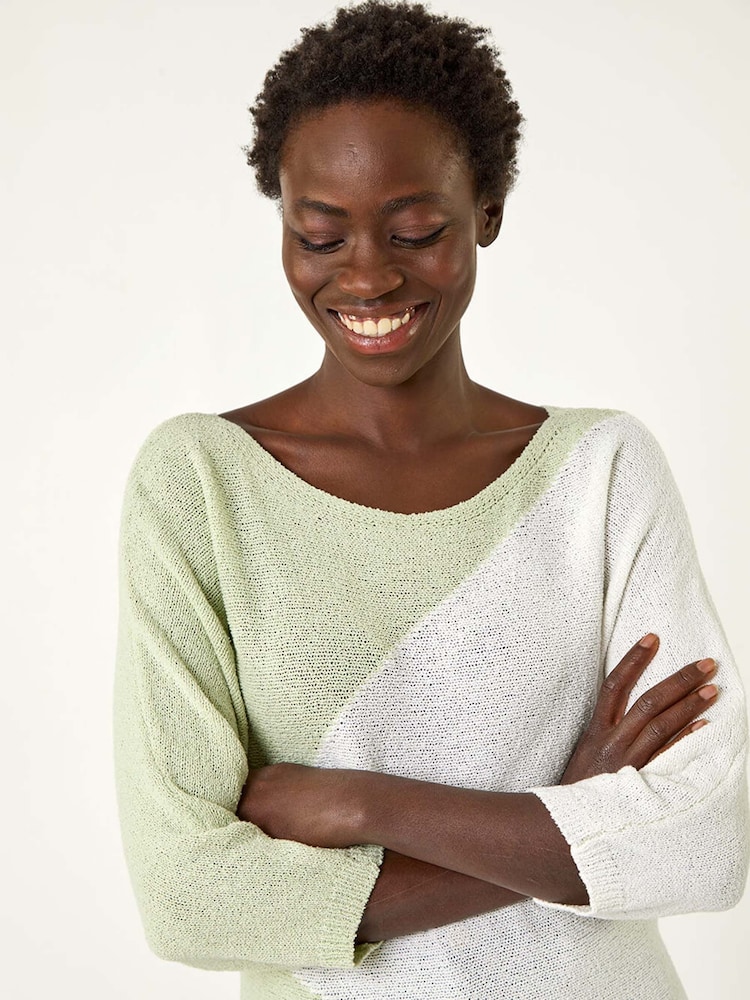 Roman Green 3 Colour Block Jumper - Image 1 of 5