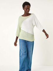 Roman Green 3 Colour Block Jumper - Image 2 of 5