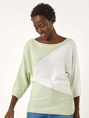 Roman Green 3 Colour Block Jumper - Image 4 of 5