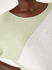 Roman Green 3 Colour Block Jumper - Image 5 of 5