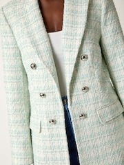 Roman Blue Longline Checkered Boucle Jacket - Image 5 of 5