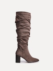 Linzi Brown Escada Knee High Boots With Leather Stacked Heel - Image 3 of 6